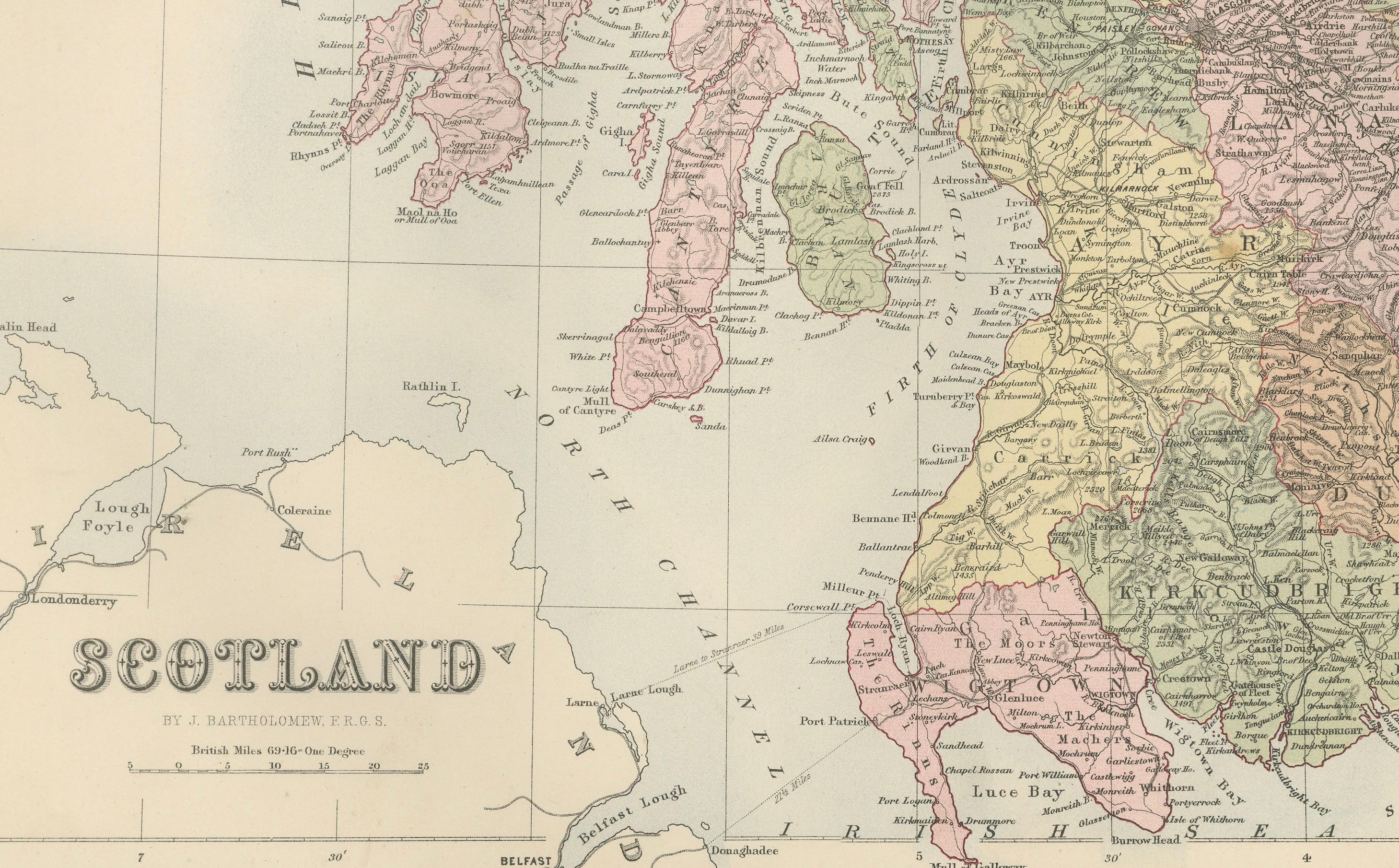 Antike Karte von Schottland mit Grafschaften und Inseln - Black's Atlas, 1884 im Zustand „Gut“ im Angebot in Langweer, NL