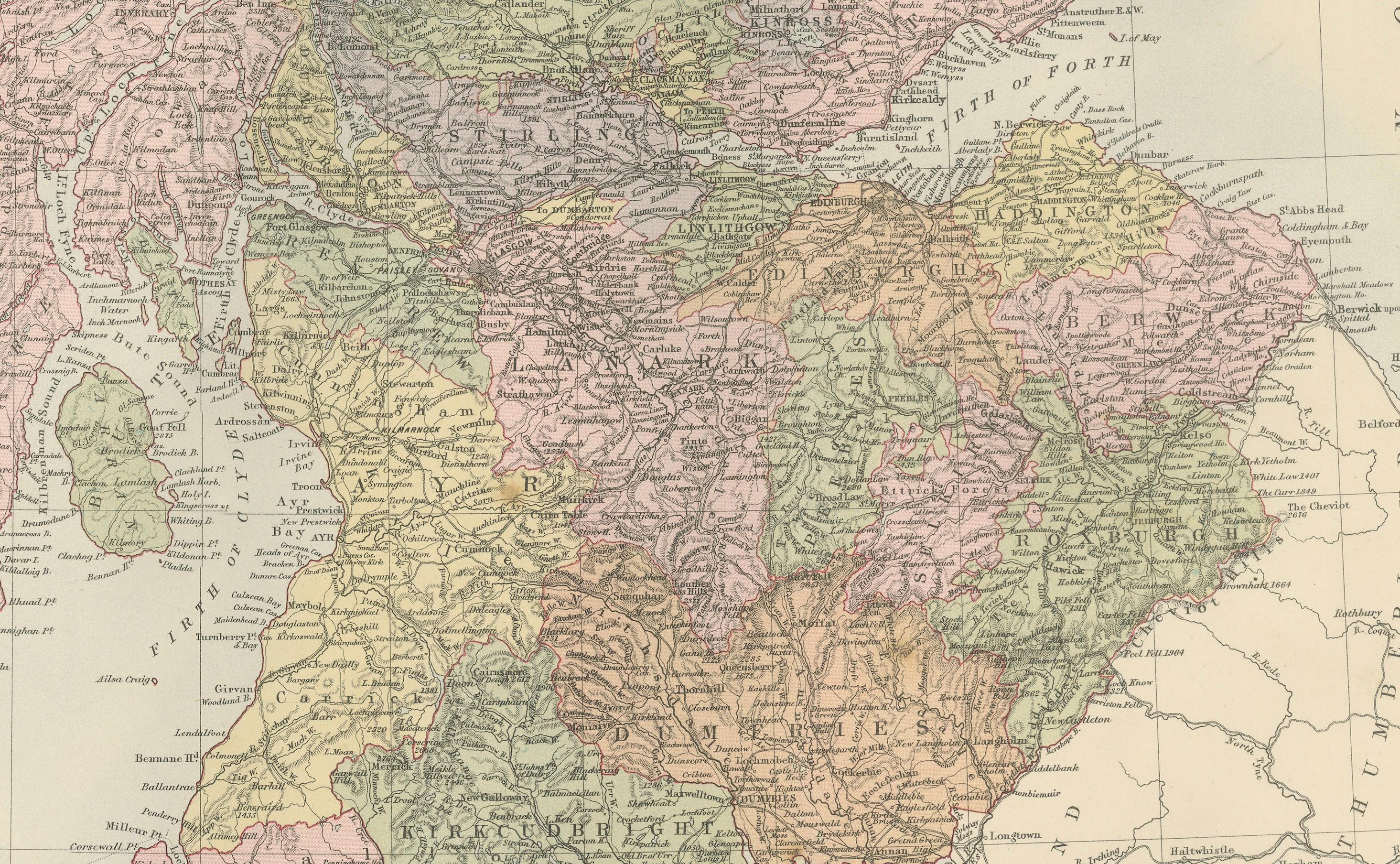 Antike Karte von Schottland mit Grafschaften und Inseln - Black's Atlas, 1884 (Spätes 19. Jahrhundert) im Angebot