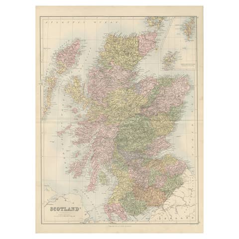 Antique Map of Scotland with Counties and Islands – Black’s Atlas, 1884
