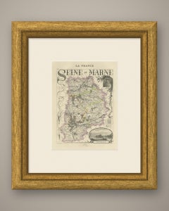 Antique Map of Seine-et-Marne, Fontainebleau and Amyot, circa 1860