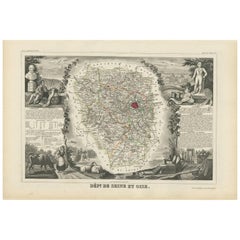 Antique Map of Seine et Oise 'France' by V. Levasseur, 1854