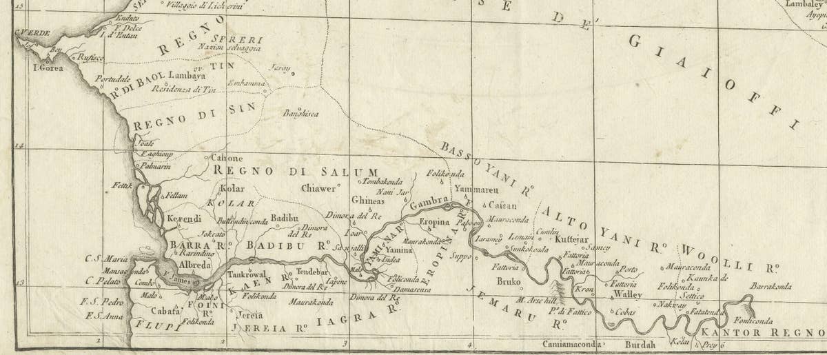 Antique Map of Senegal, West Africa