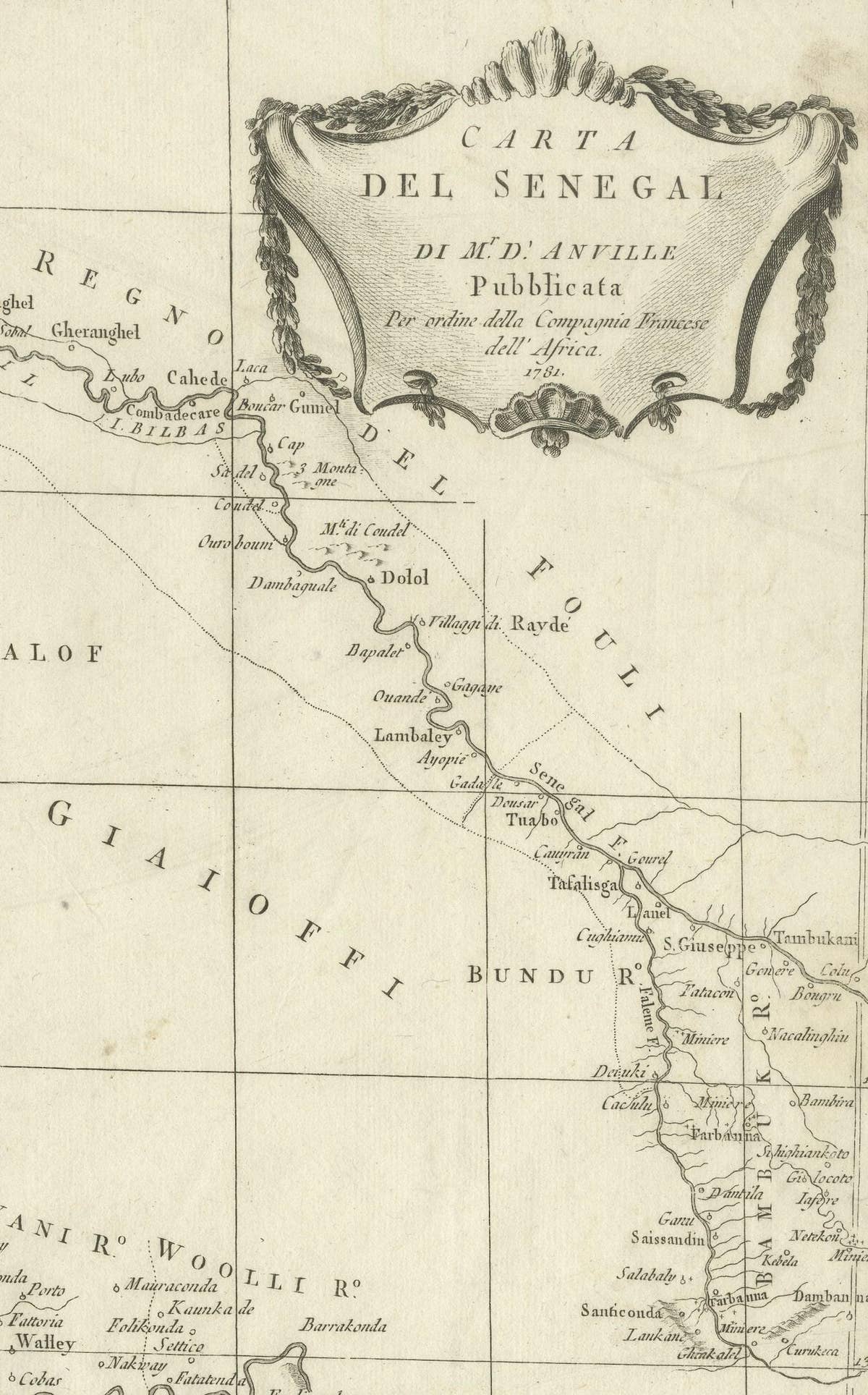 Antique Map of Senegal, West Africa