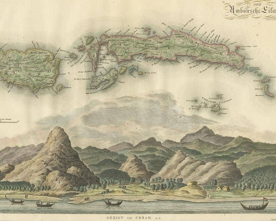 Antique Map of Seram, Boero and the Banda Islands by Van den Bosch '1818'