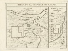 Antique Map of Si-Ngan-fu and Tchang Lan 'China' by Bellin '1748'
