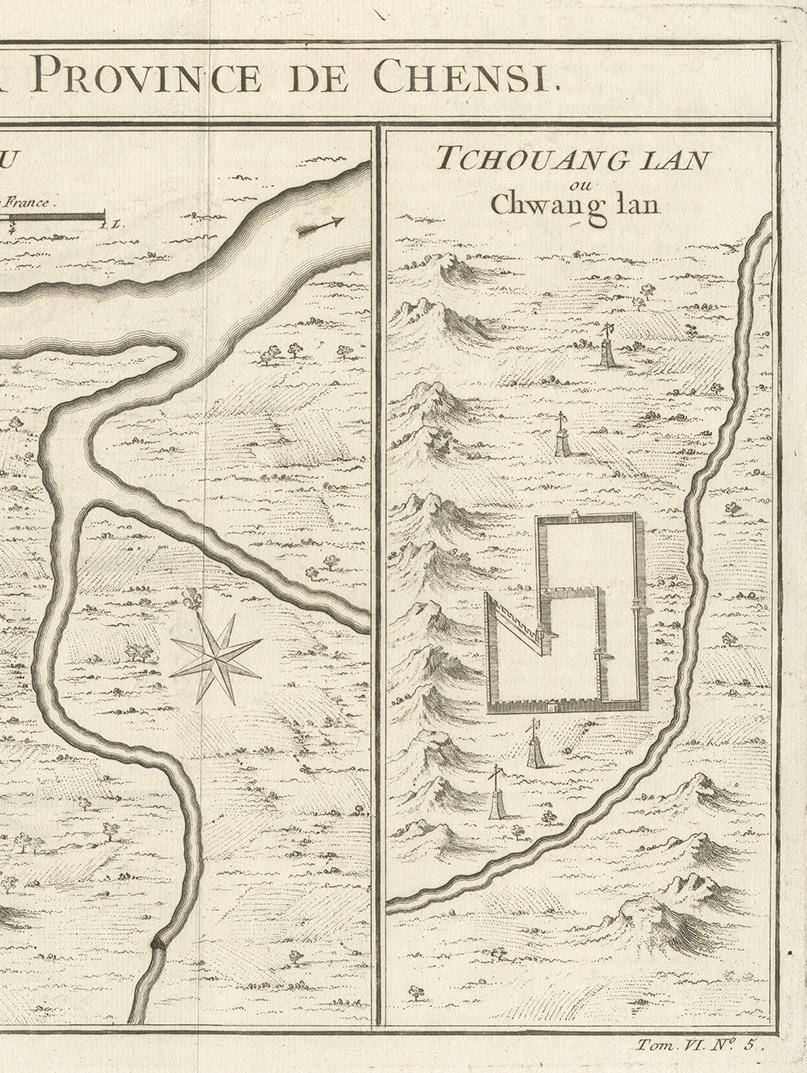 18th Century Antique Map of Si-Ngan-fu and Tchang Lan 'China' by Bellin '1748' For Sale