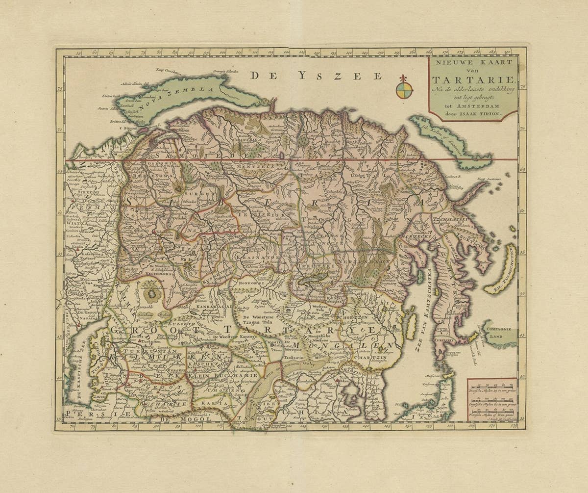 Antique Map of Siberia and Chinese Tartary, Incl Nova Zembla, ca.1732