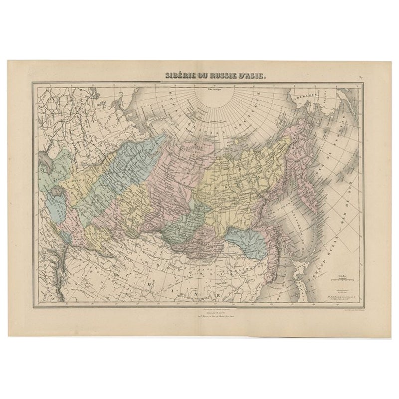 Antique Map of Siberia and Russia, c.1885