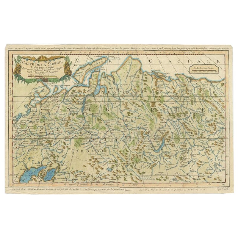 Mappa antica della Siberia di Bellin, 1754 in vendita