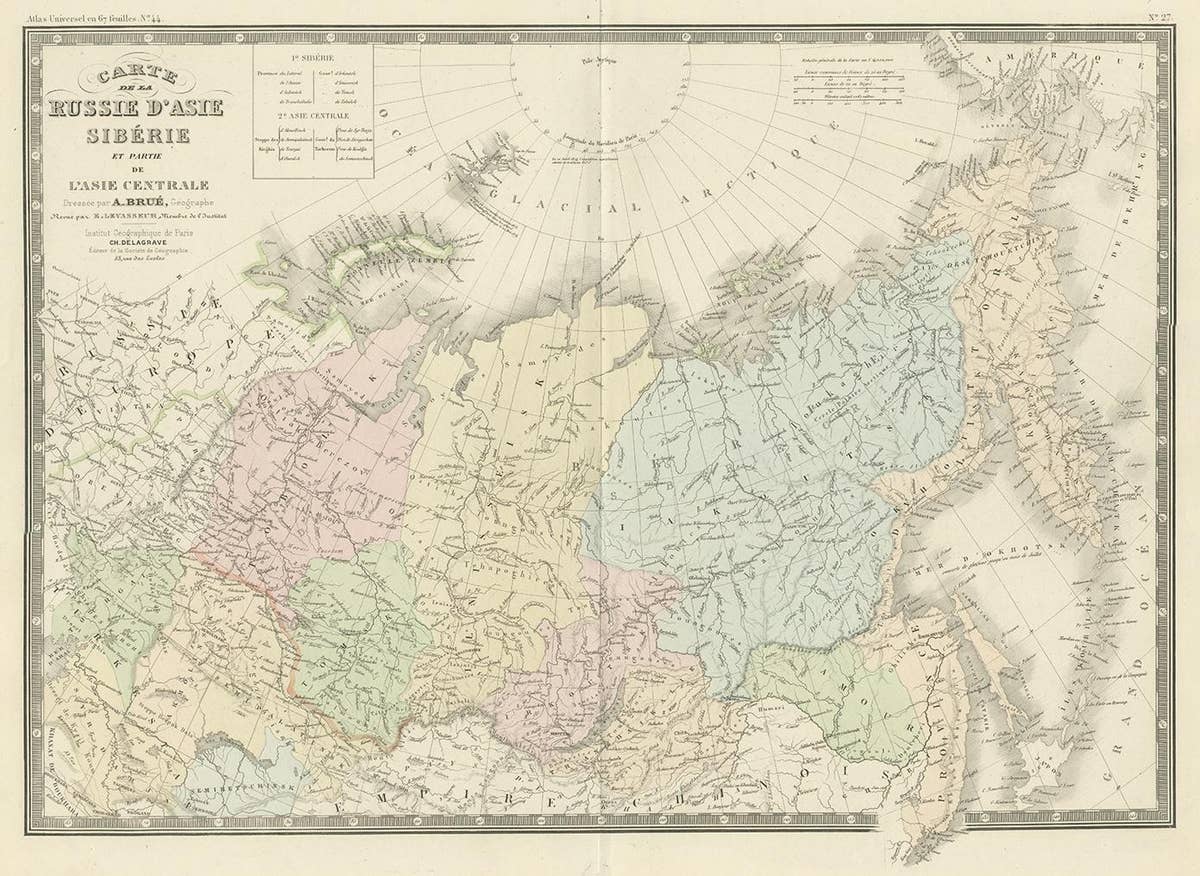 Antique Map of Siberia by Levasseur '1875'