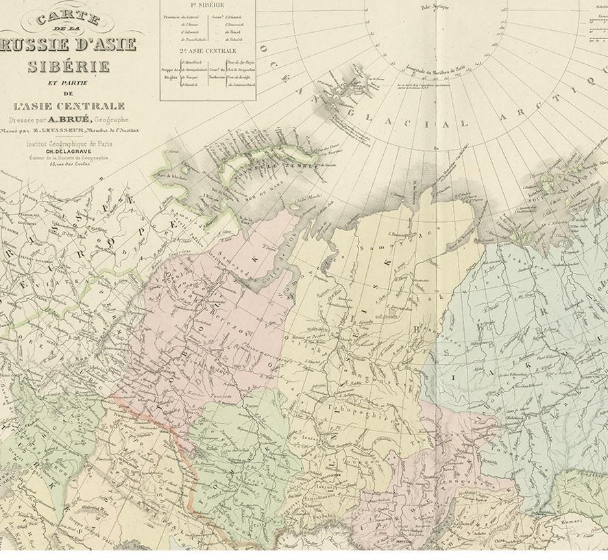 Mapa antiguo de Siberia por Levasseur '1875 en Bueno estado para la venta en Langweer, NL
