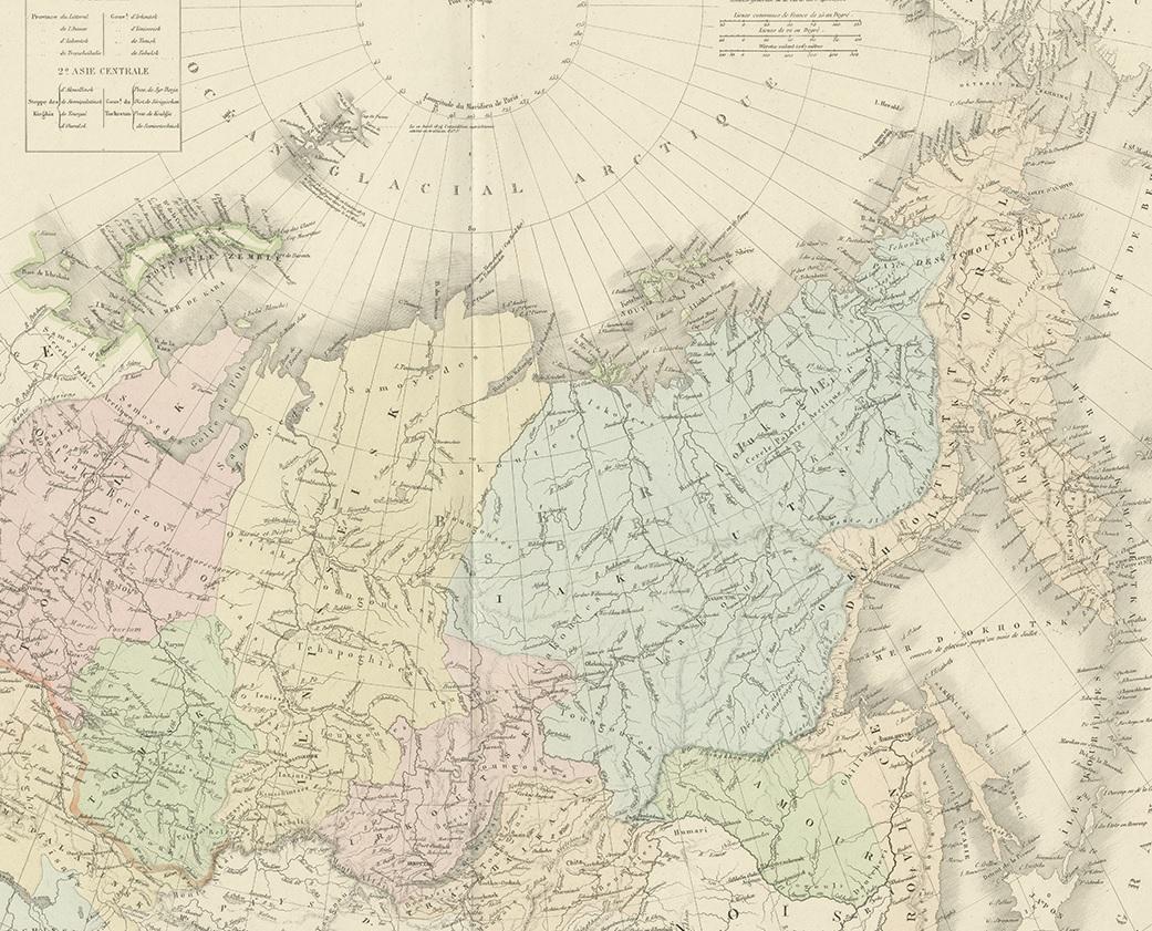 Mapa antiguo de Siberia por Levasseur '1875 siglo XIX en venta
