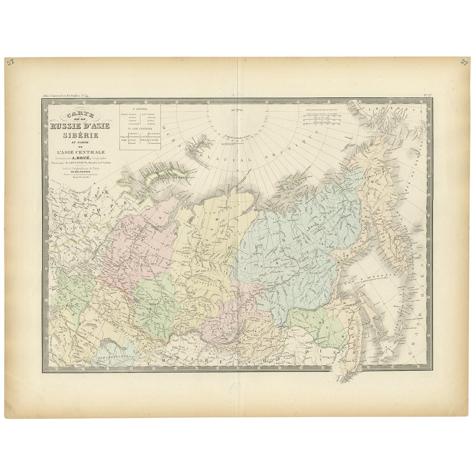 Carte ancienne de la Sibérie par Levasseur '1875'
