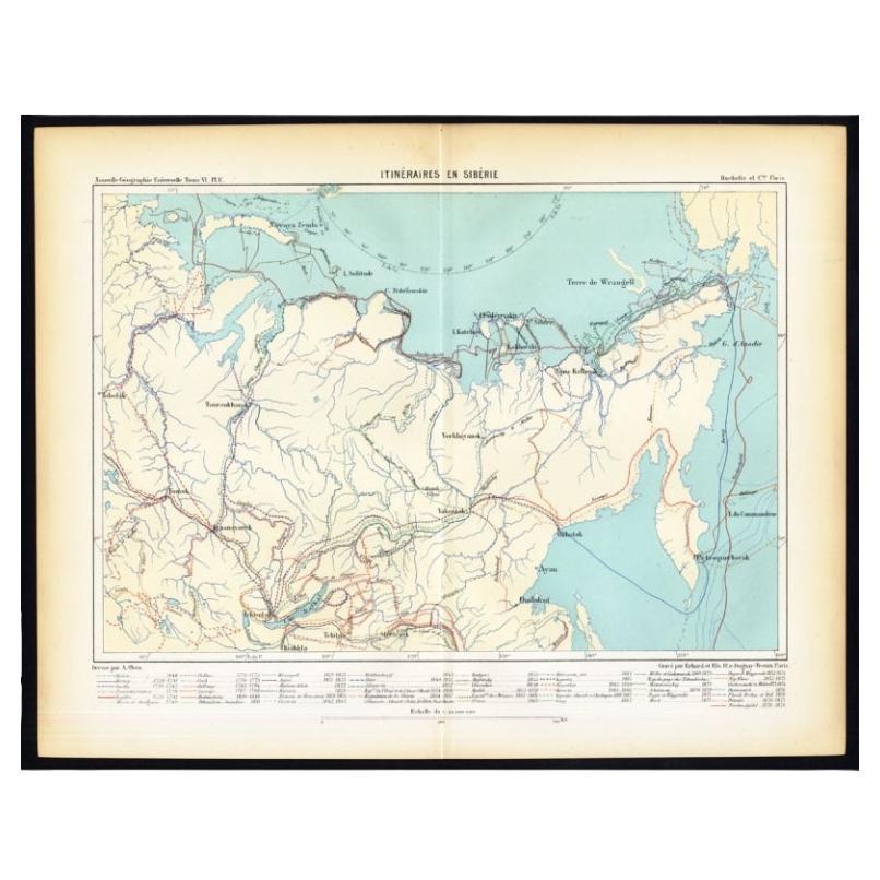 Antique Map of Siberia by Reclus, 1881 For Sale