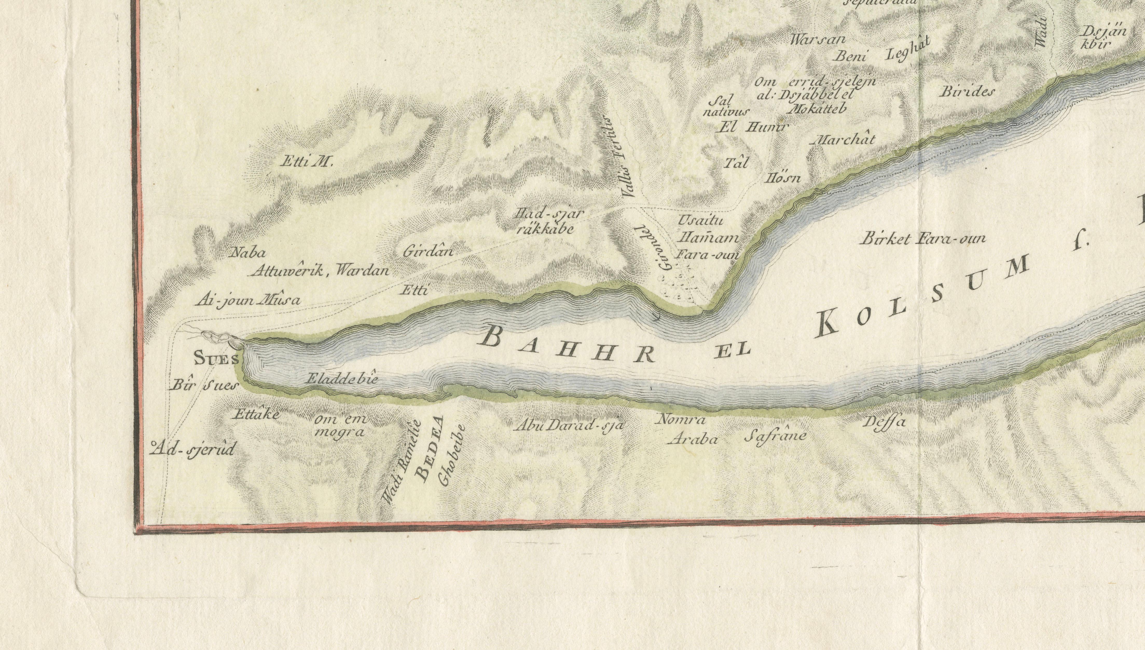 Antique Map of Sinai and Gulf of Suez by Niebuhr, Arabia, c.1774