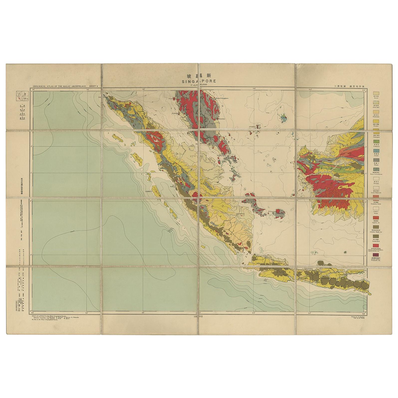 Antique Map of Singapore, 1932