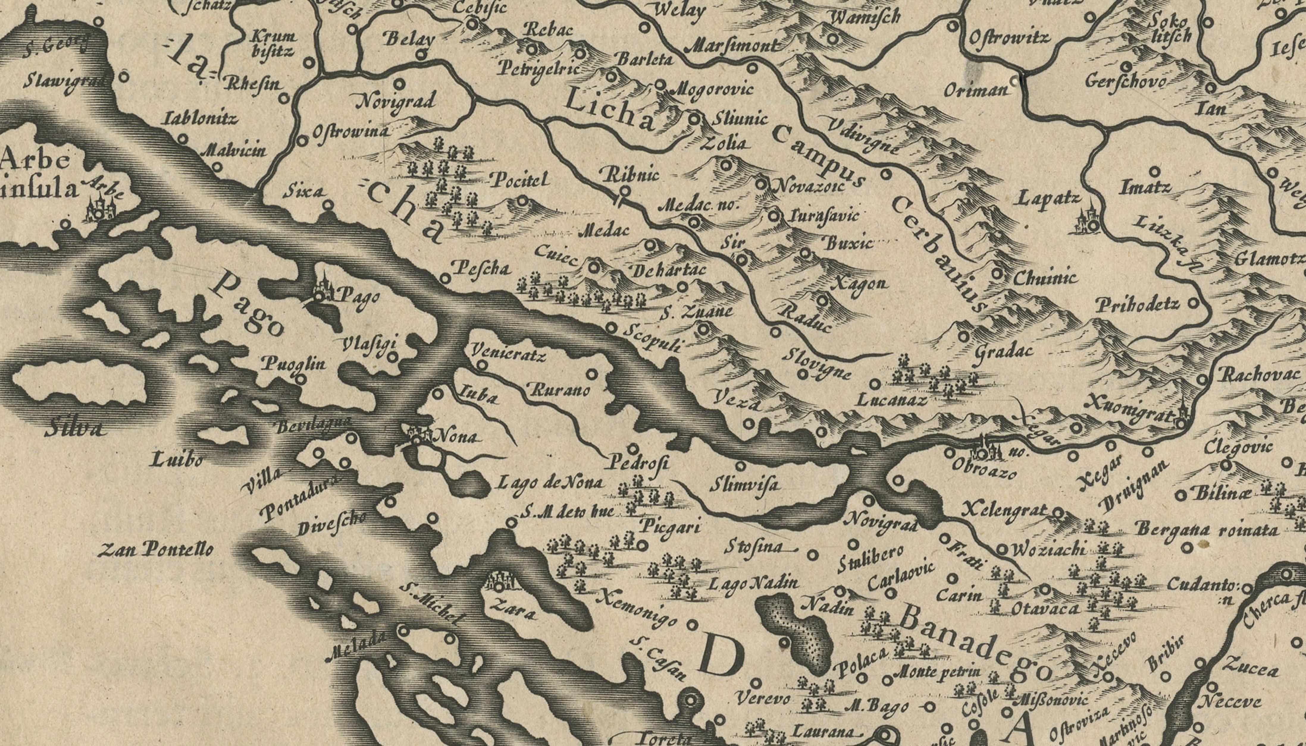 Antique Map of Slavonia, Croatia, Bosnia and Dalmatia by Janssonius, circa 1640 For Sale 1