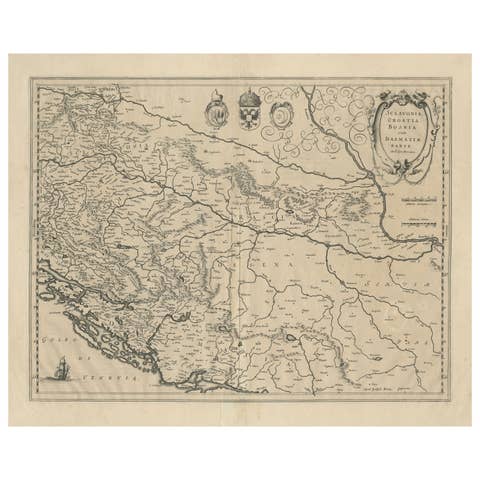 Antique Map of Slavonia, Croatia, Bosnia and Dalmatia by Janssonius, circa 1640