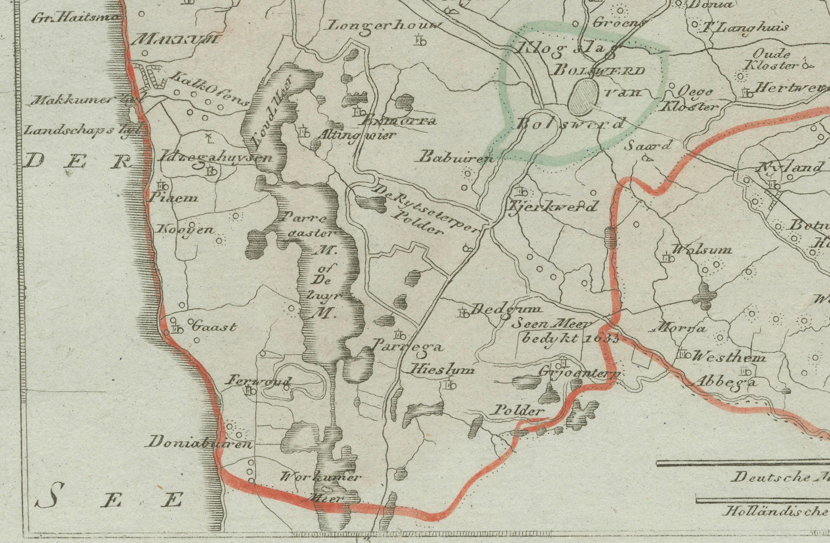 XVIIIe siècle et antérieur Carte ancienne de Sneek et Bolsward, Frise - Carte provinciale hollandaise, 1791 en vente