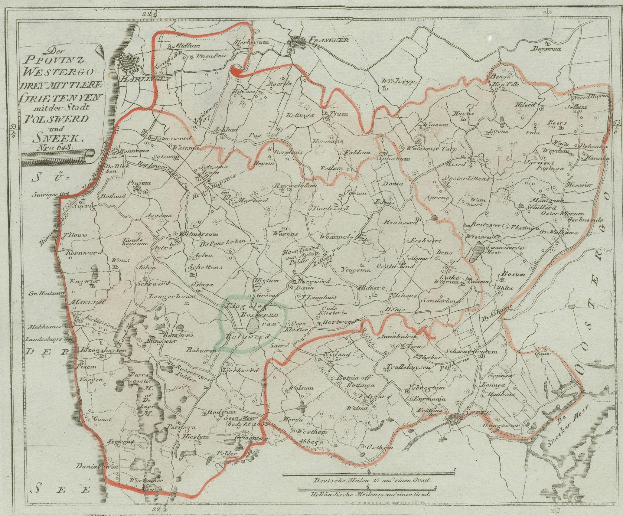 Carte ancienne de Sneek et Bolsward, Frise - Carte provinciale hollandaise, 1791 en vente 2