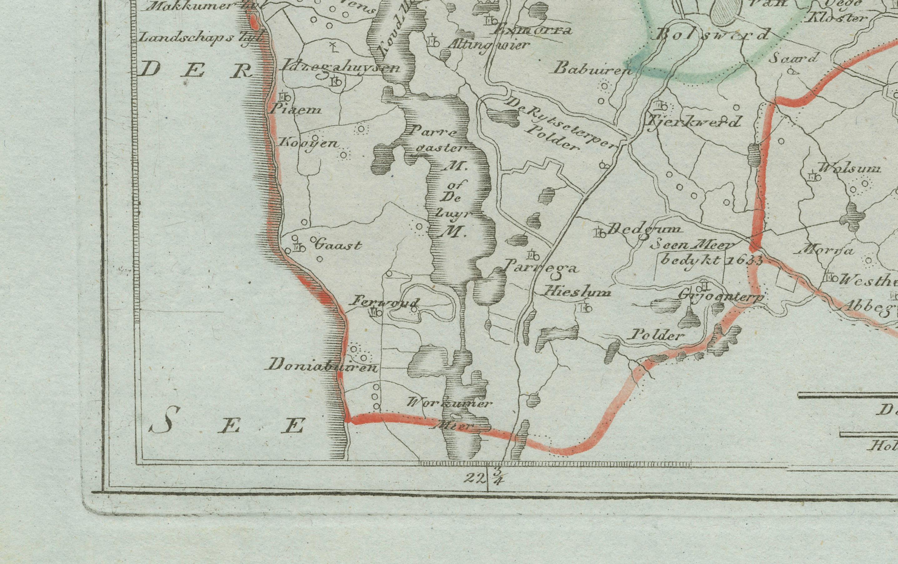 XVIII secolo Carta geografica antica di Sneek e dintorni, Frisia di von Reilly, 1791 in vendita