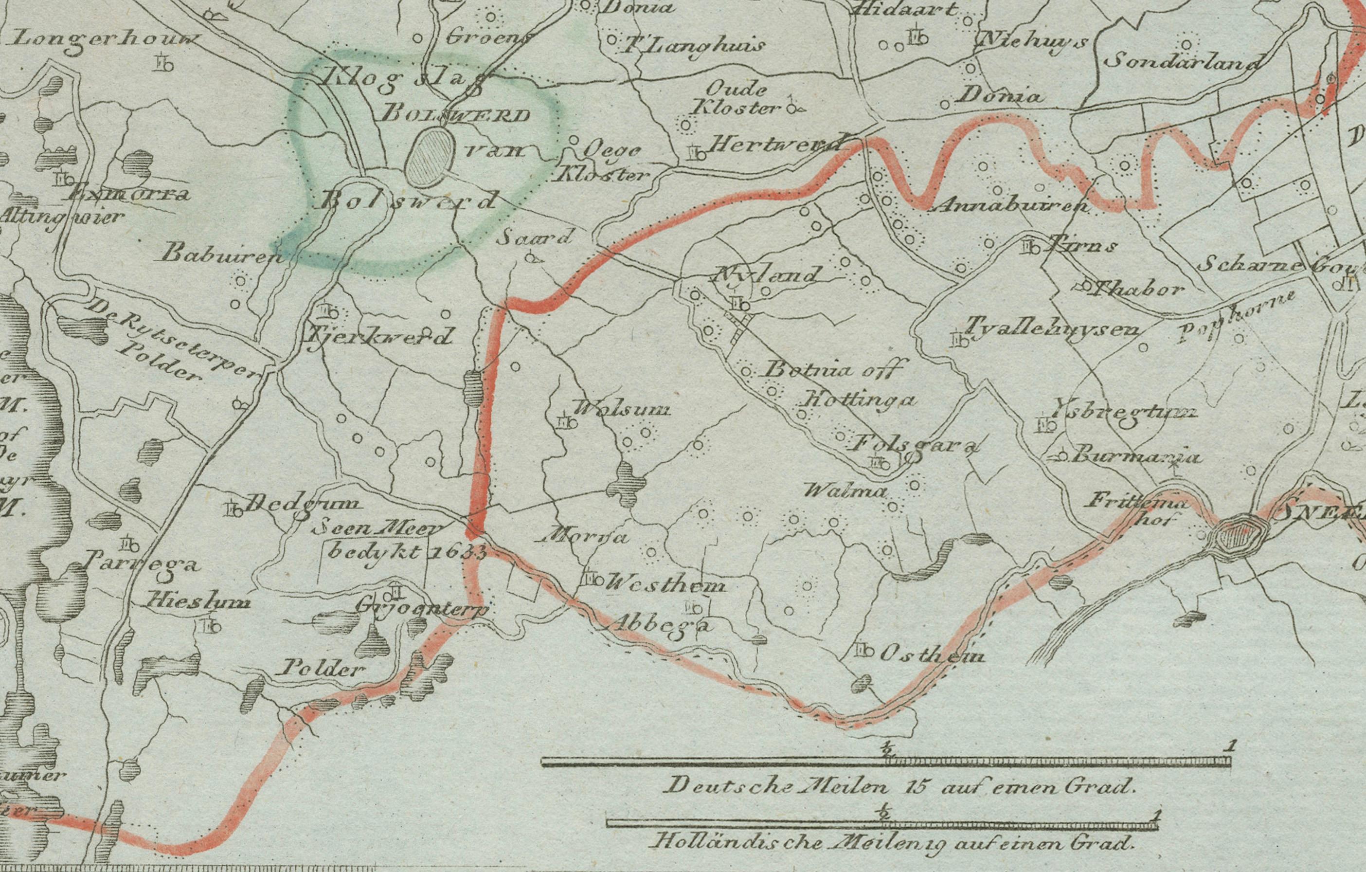 Carta geografica antica di Sneek e dintorni, Frisia di von Reilly, 1791 in vendita 1