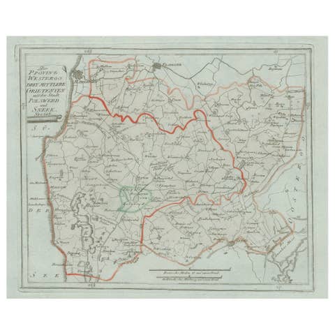Antique Map of Sneek and Surroundings, Friesland by von Reilly, 1791