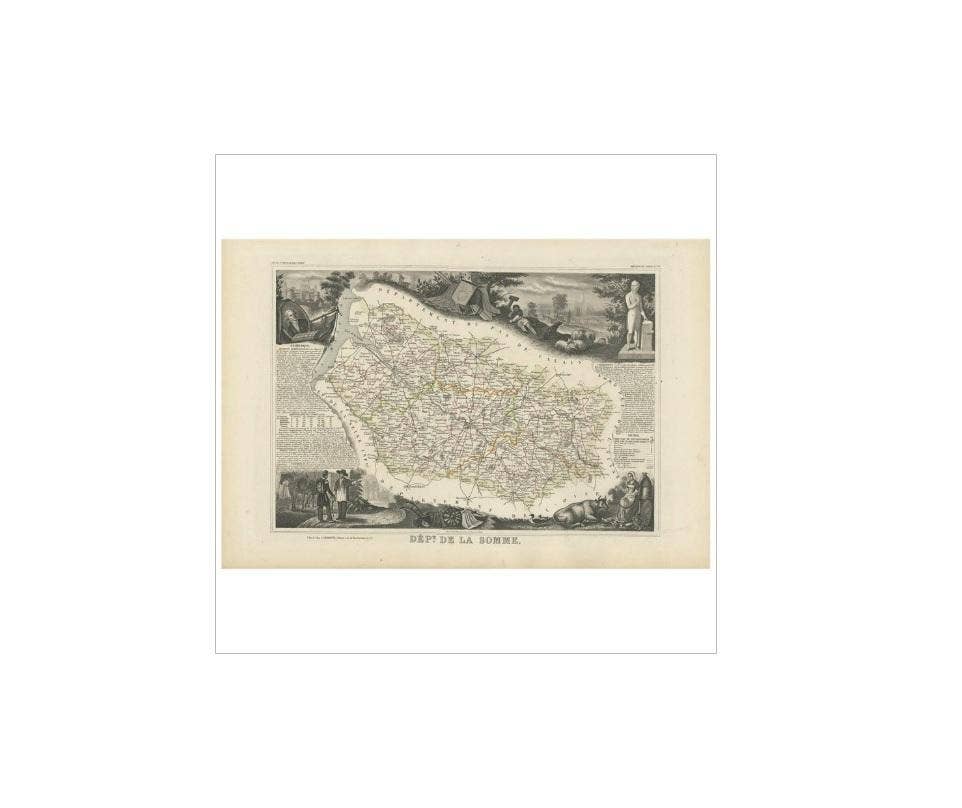 Antique Map of Somme ‘France’ by V. Levasseur, 1854
