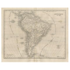 Carta geografica antica del Sud America di Balbi del 1847