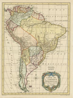 Carte ancienne d'Amérique du Sud par De la Harpe '1780'
