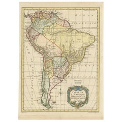 Carte ancienne d'Amérique du Sud par De la Harpe '1780'