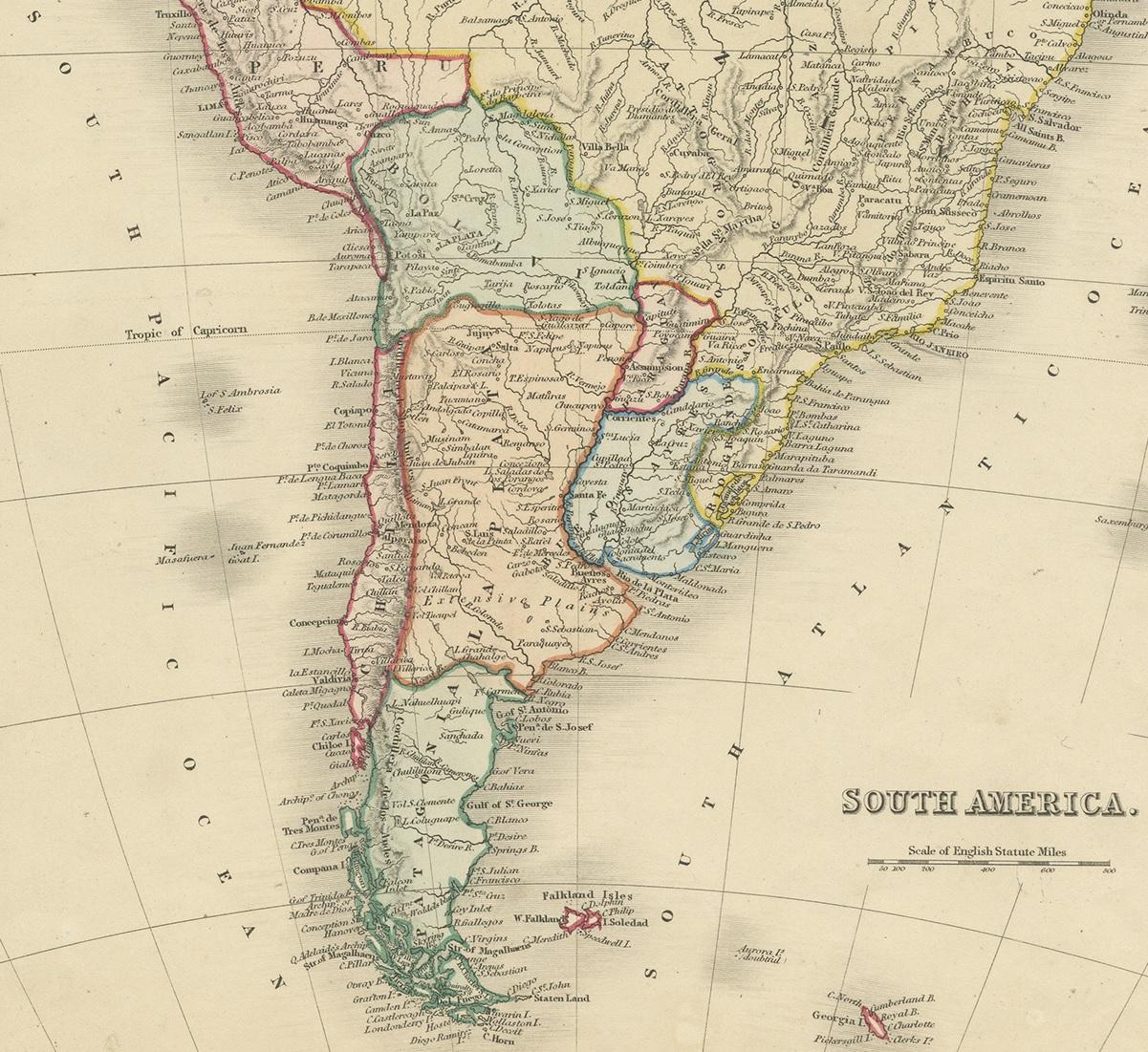 old map of south america