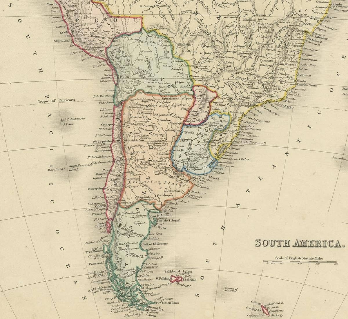 Antique Map of South America by Dower, ‘circa 1845’