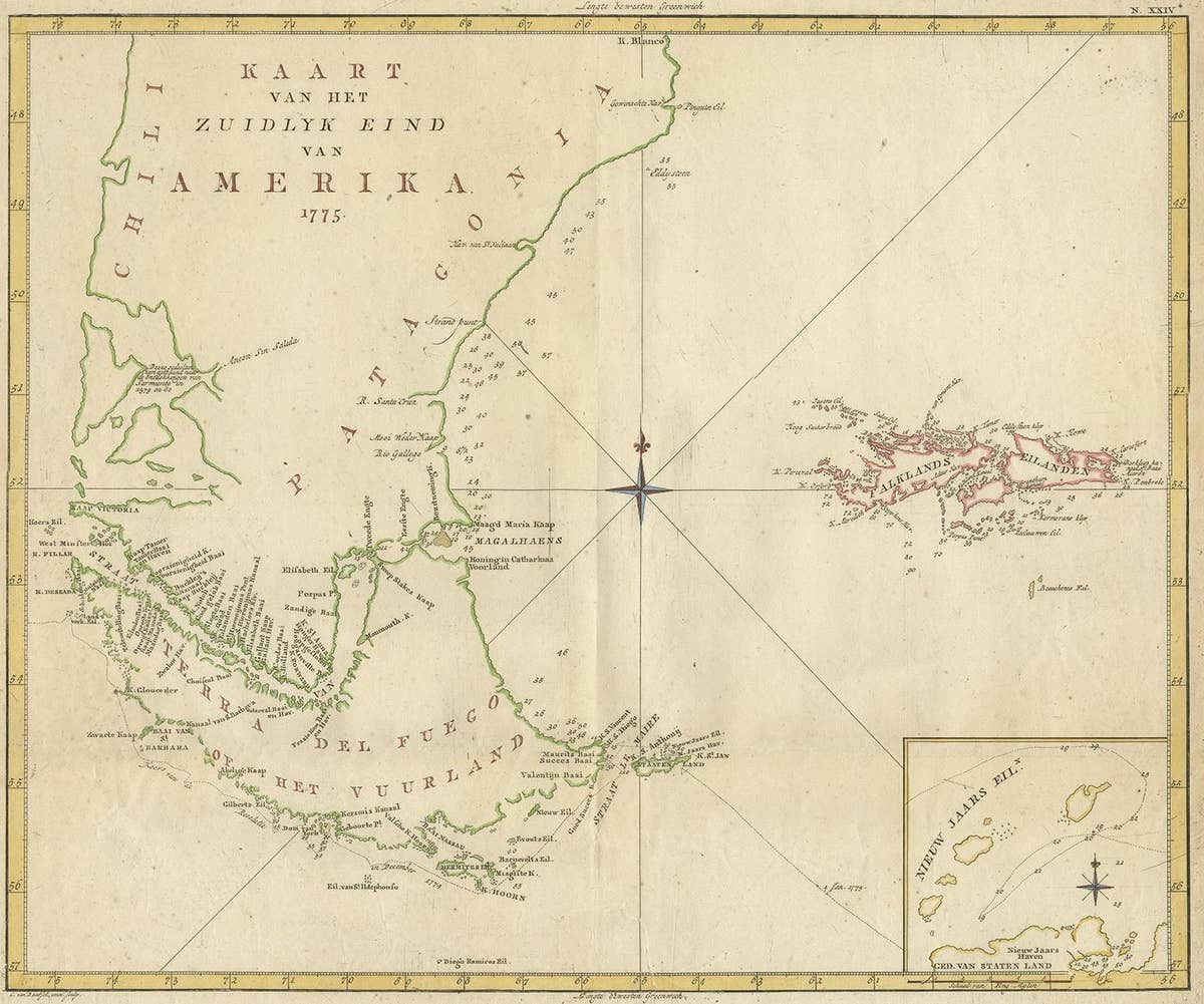 Antique Map of South America by J. Cook, 1775
