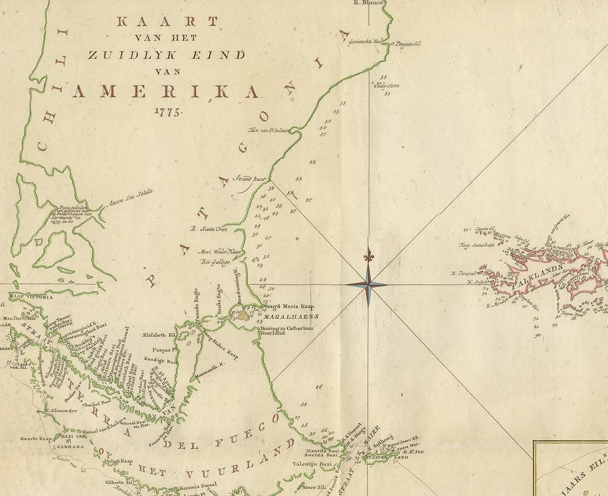 Antike Karte von Südamerika von J. Cook:: 1775 im Zustand „Gut“ im Angebot in Langweer, NL