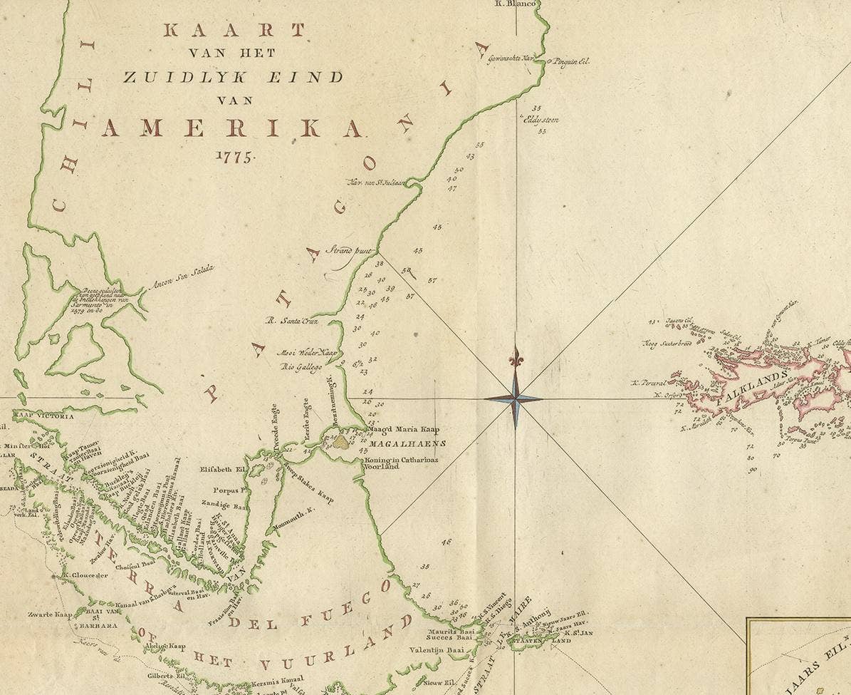 Antique Map of South America by J. Cook, 1775