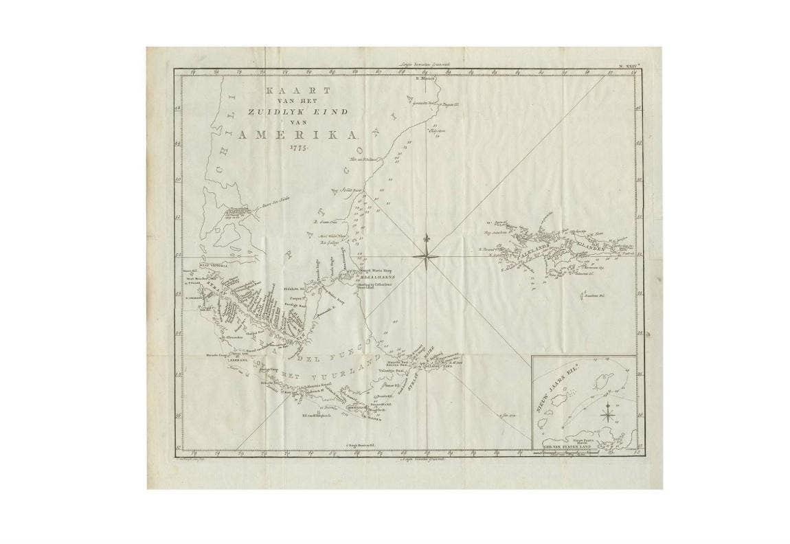 Antique Map of South America by J. Cook (1775)