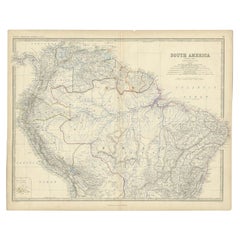 Carte ancienne d'Amérique du Sud par Johnston, 1861