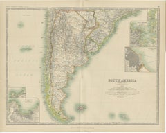 Carte ancienne d'Amérique du Sud par Johnston '1909'