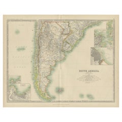 Mapa antiguo de Sudamérica por Johnston '1909