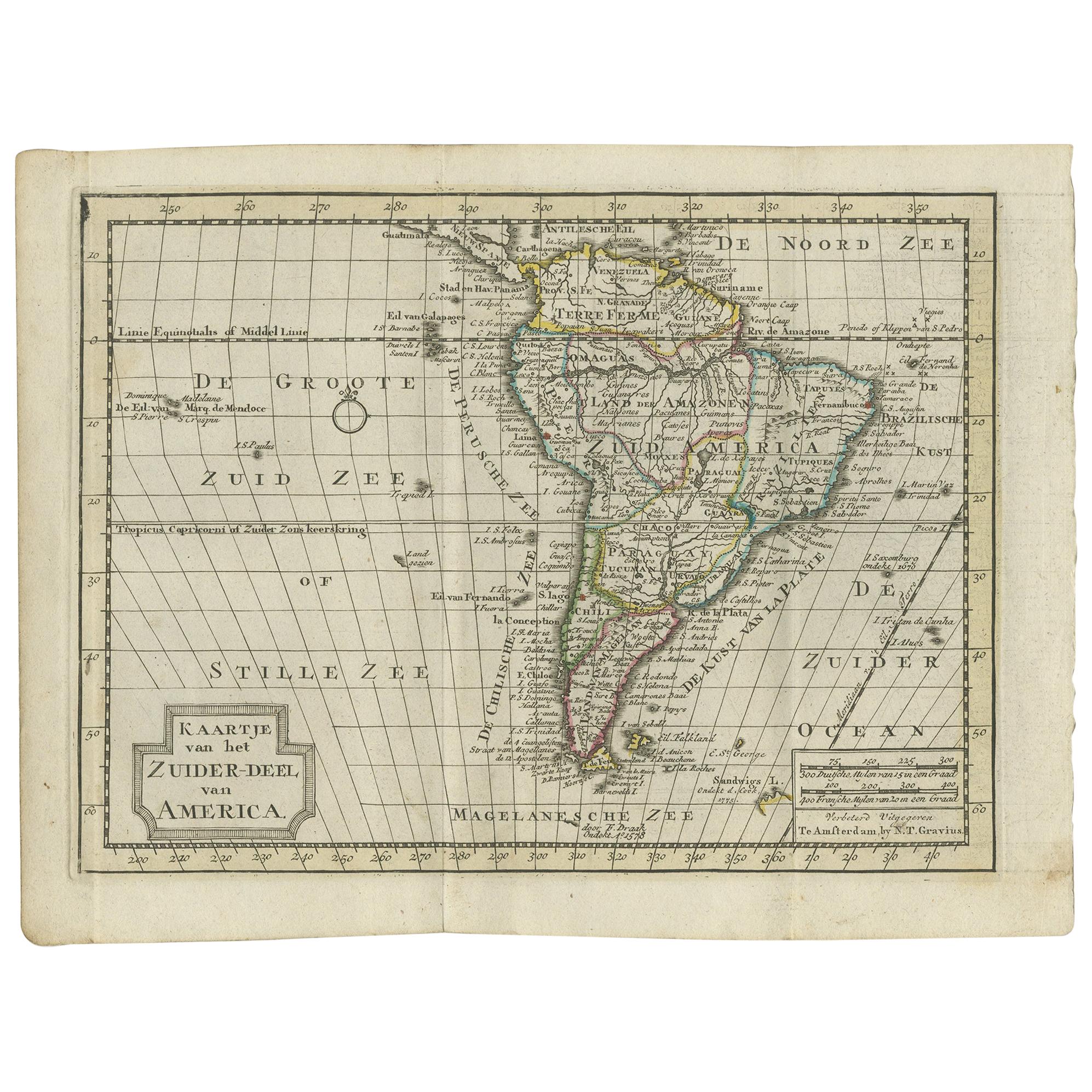 Antique Map of South America by Keizer & de Lat, 1788 For Sale