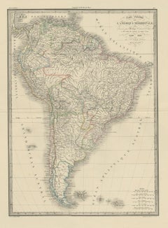 Carta geografica antica del Sud America di Lapie del 1842