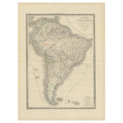 Mapa antiguo de América del Sur por Lapie '1842