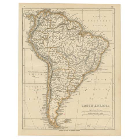 Antique Map of South America by Lowry, 1852