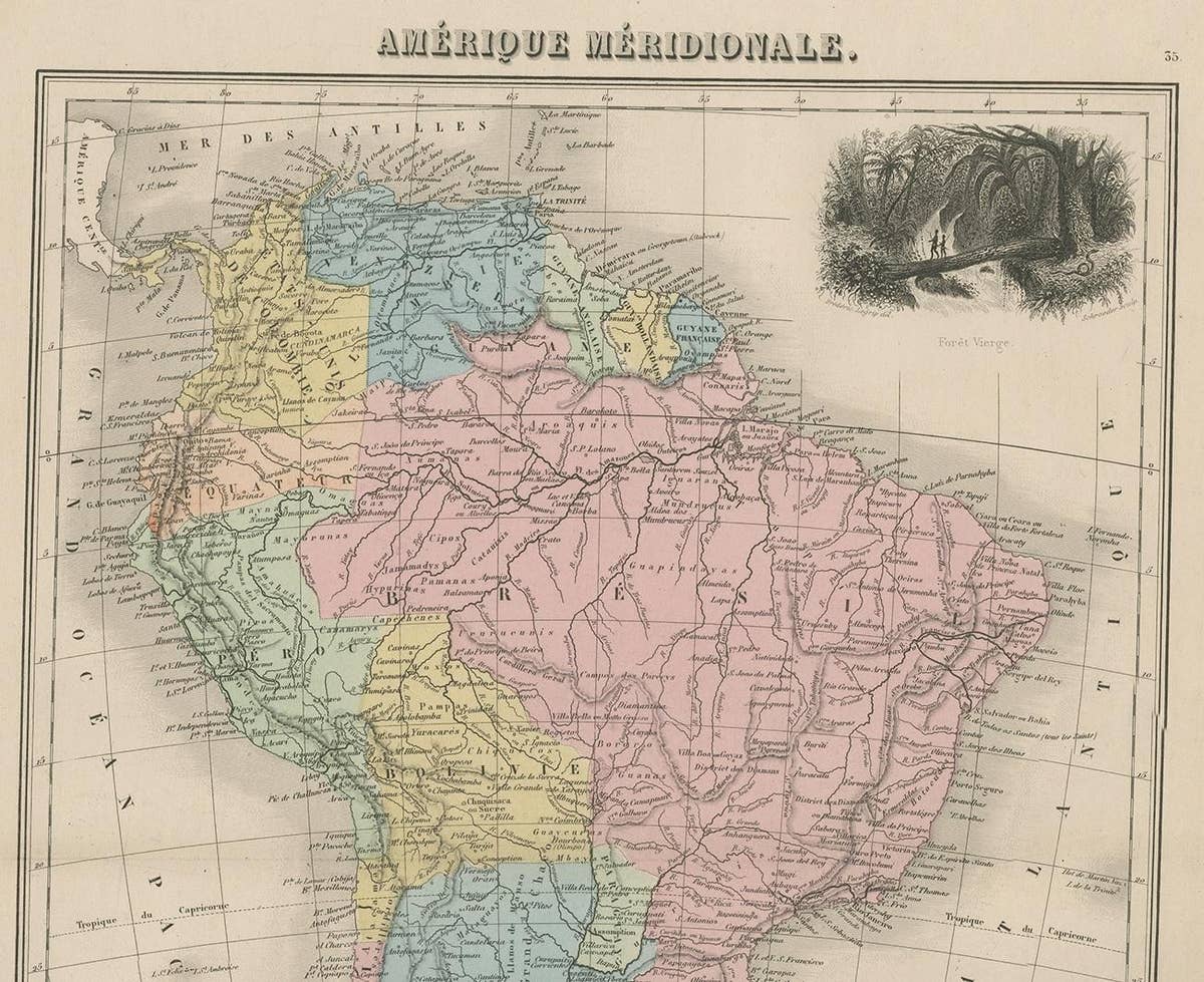 Antique Map of South America by Migeon '1880'