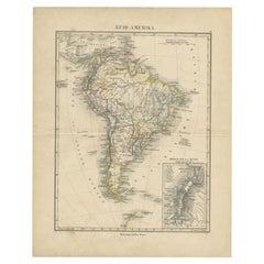 Antike Karte von Südamerika von Petri, um 1873