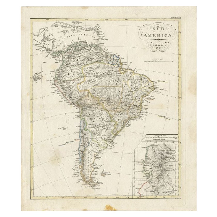 Carte ancienne d'Amérique du Sud par Reichard, 1820
