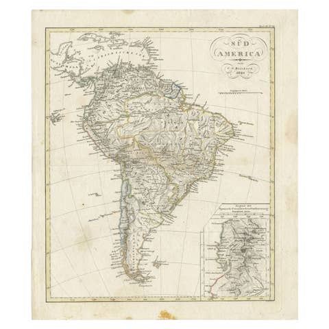 Antique Map of South America by Reichard, 1820