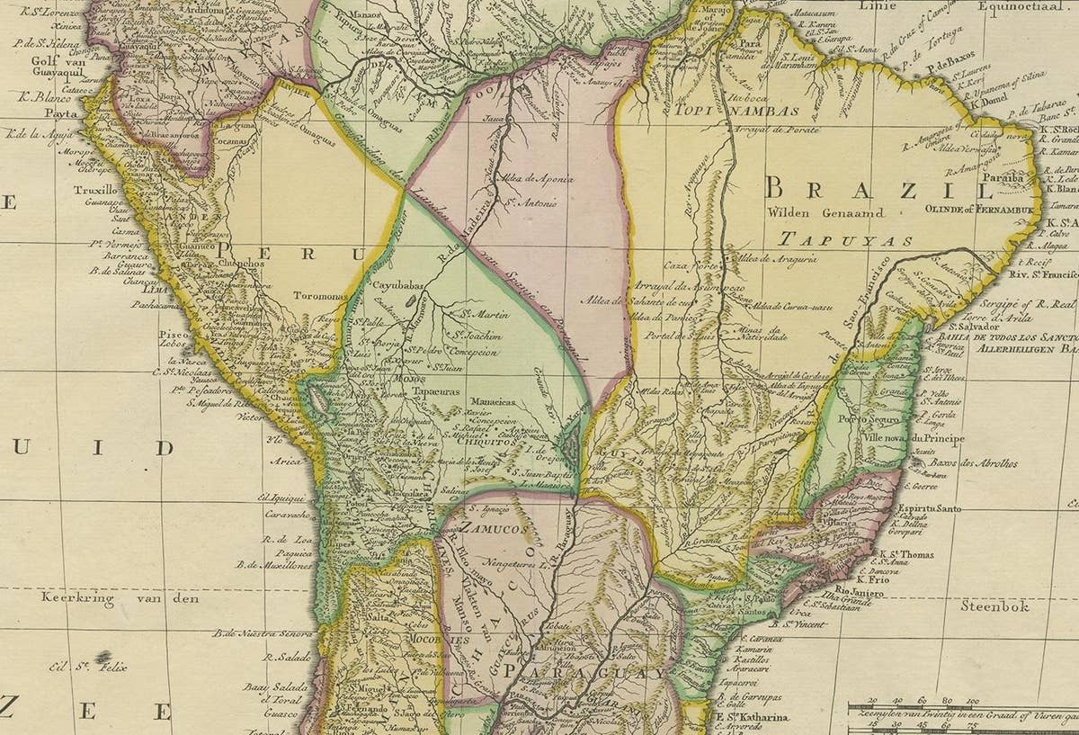 Antique Map of South America by Tirion 'circa 1765'