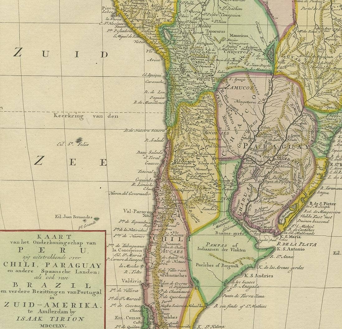 Antique Map of South America by Tirion 'circa 1765'
